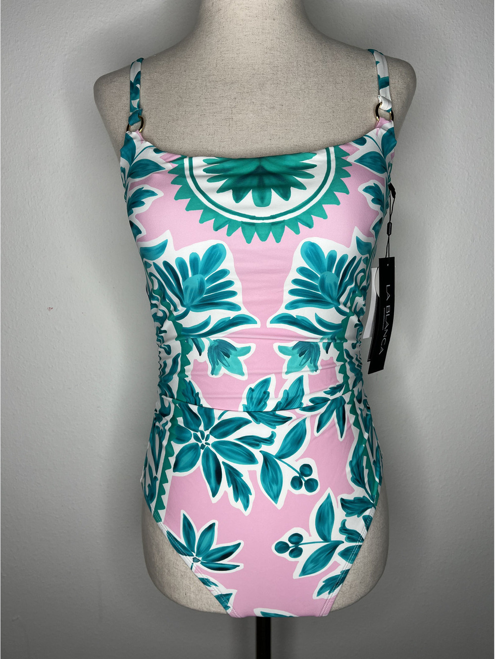 NWT La Blanca Women's Pink/Blue One-Piece Swimsuit Size 6